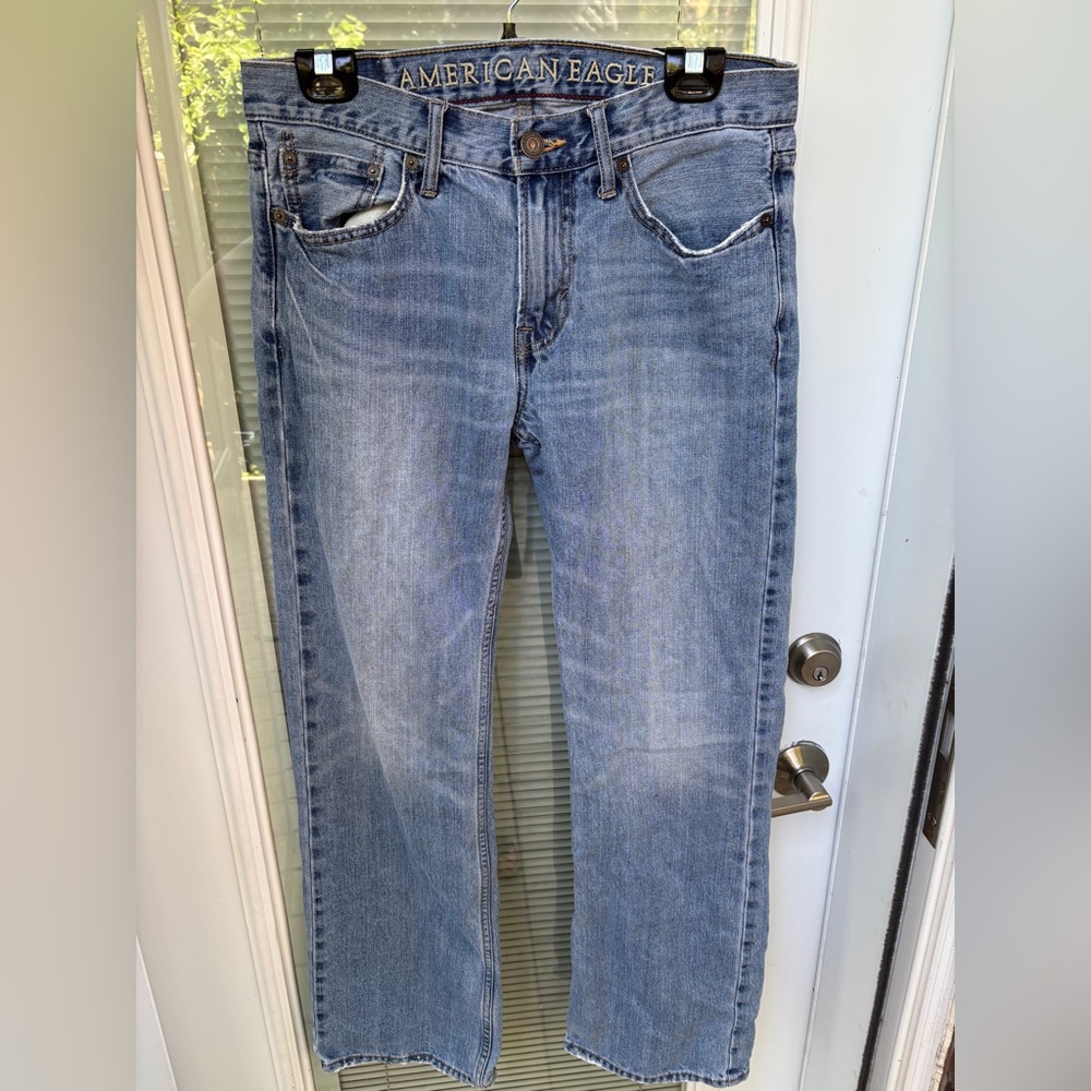 American Eagle Jeans Mens 30x32 Blue Medium Wash Straight Leg Low Rise Boot Cut